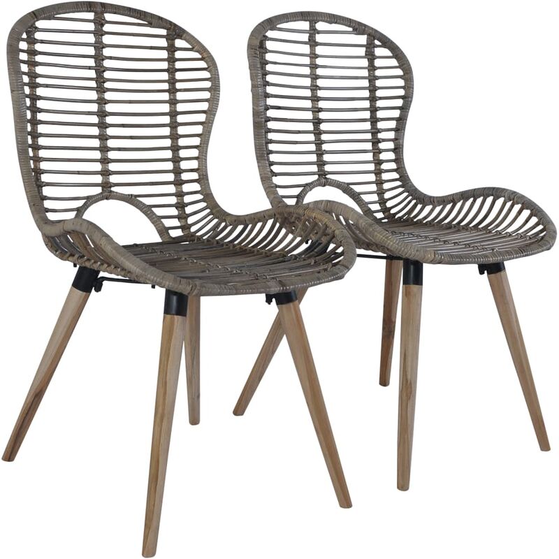 Vidaxl - Dining Chairs 2 pcs Brown Natural Rattan