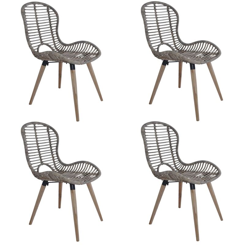 Vidaxl - Dining Chairs 4 pcs Brown Natural Rattan