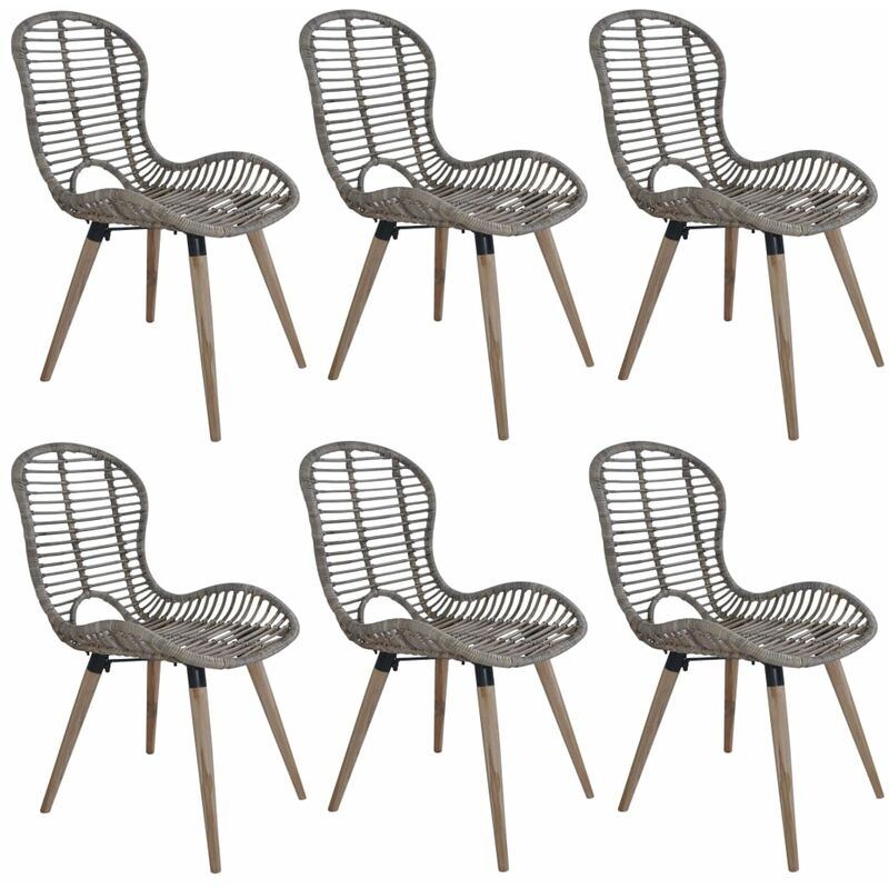 Vidaxl - Dining Chairs 6 pcs Brown Natural Rattan