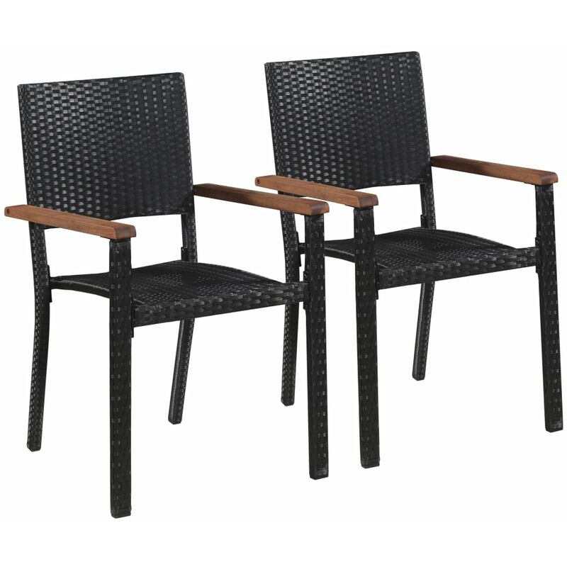 Vidaxl - Outdoor Chairs 2 pcs Poly Rattan Black