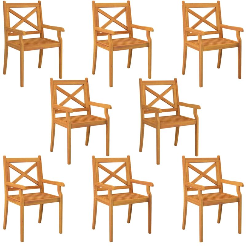 Outdoor Dining Chairs 8 pcs Solid Wood Acacia vidaXL - Brown