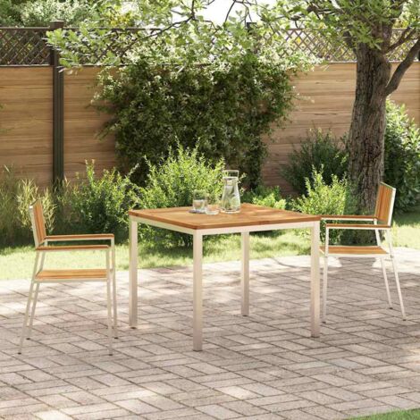 Outdoor Dining Set 3 pcs Solid Acacia Wood and Stainless Steel vidaXL