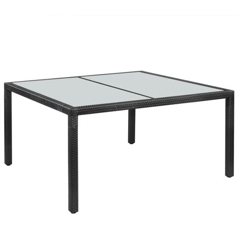 Outdoor Dining Table Poly Rattan 150x90x75 cm Black