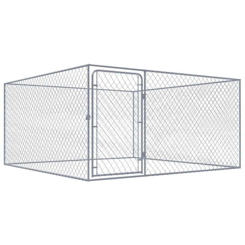 Outdoor Dog Kennel Galvanised Steel 2x2x1 M Vidaxl