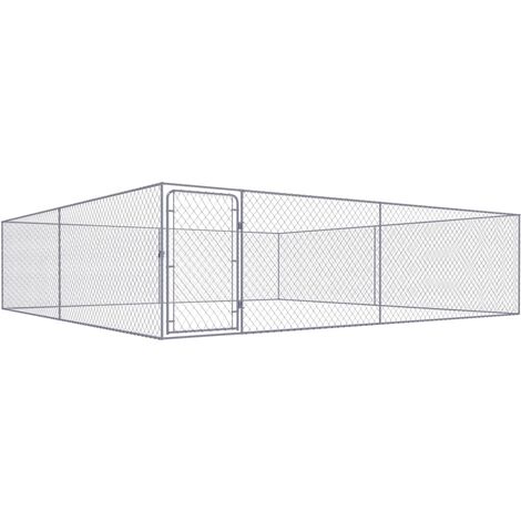 Outdoor Dog Kennel Galvanised Steel 4x4x1 m