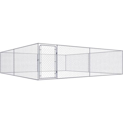 Outdoor Dog Kennel Galvanised Steel 4x4x1 m