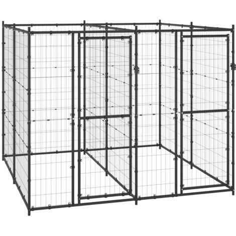 Outdoor Dog Kennel Steel 4.84 m² vidaXL