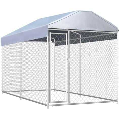 Outdoor Dog Kennel with Canopy Top 382x192x225 cm