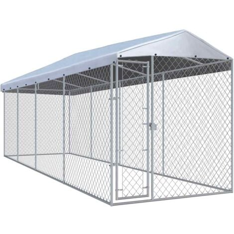 Outdoor Dog Kennel with Roof 760x190x225 cm