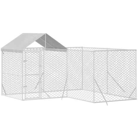 Outdoor Dog Kennel with Roof Silver 4x4x2.5 m Galvanised Steel vidaXL