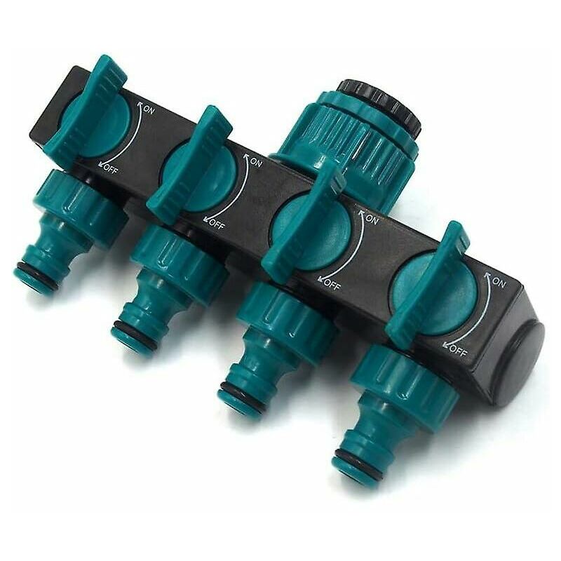 Ensoleille - Outdoor Faucet 4-way Garden Hose Tap Adapter, 4-way Hose Splitter, 4-way Hose Connector For Gardening Irrigation Watering (blue)