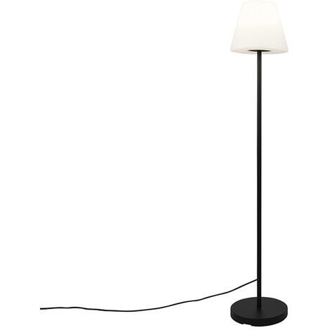 QAZQA Outdoor floor lamp black with white shade IP65 25 cm - Virginia