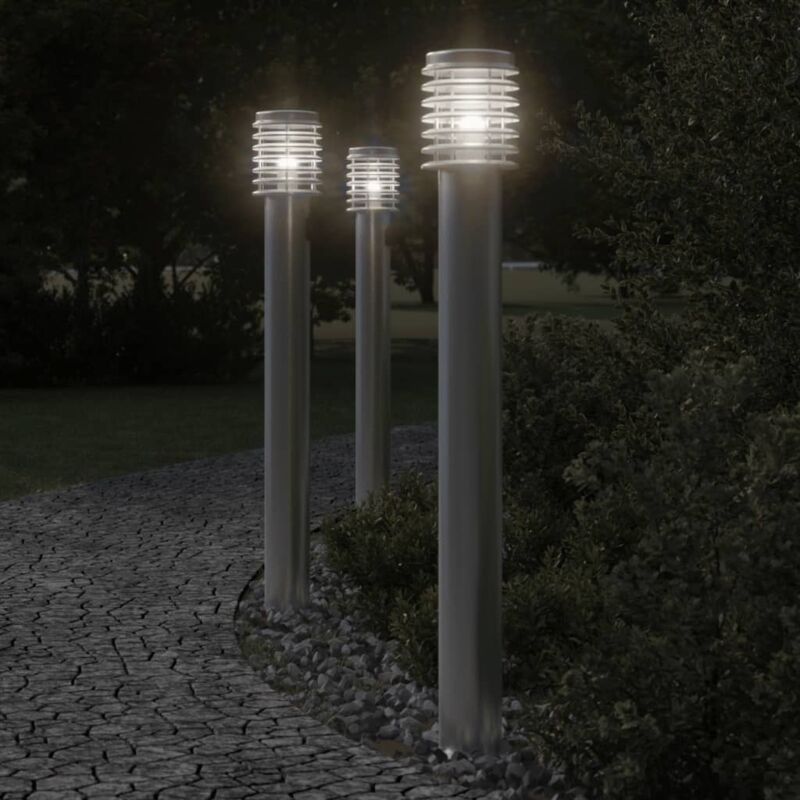 Image of Outdoor Floor Lamp with Outlet Silver&hellip;