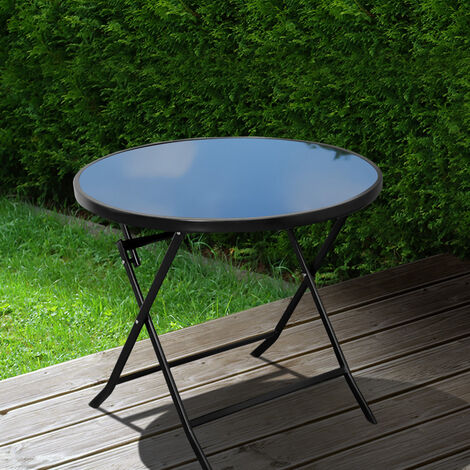 Outdoor Folding Round Garden Coffee Table, 80x80x70CM
