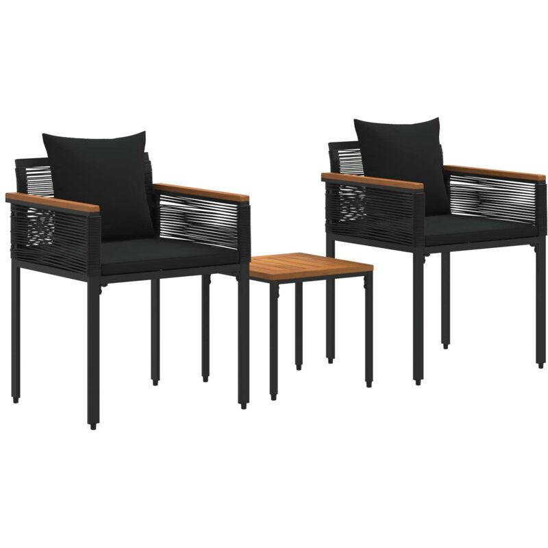 Outdoor Furniture Set With Cushion Black Poly Rattan Vidaxl