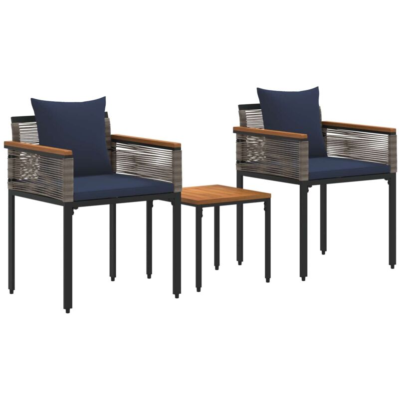 Outdoor Furniture Set Grey And Navy Blue Poly Rattan Vidaxl