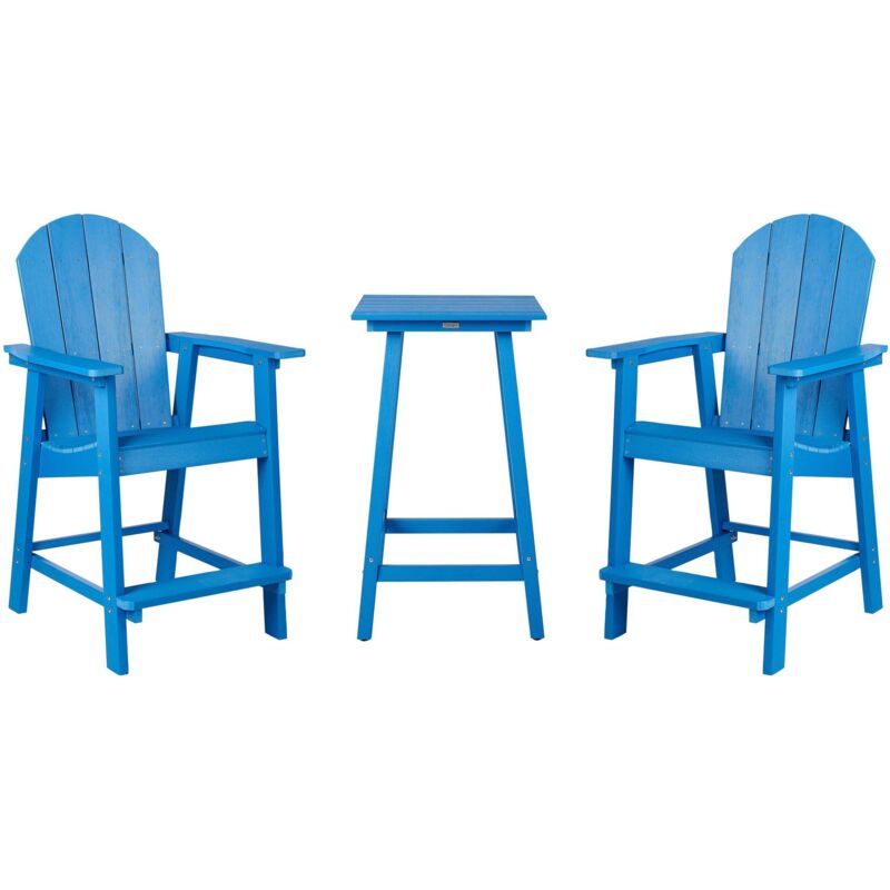 Beliani - Outdoor Garden Bar Bistro Set High Table And Chairs Blue Adirondack