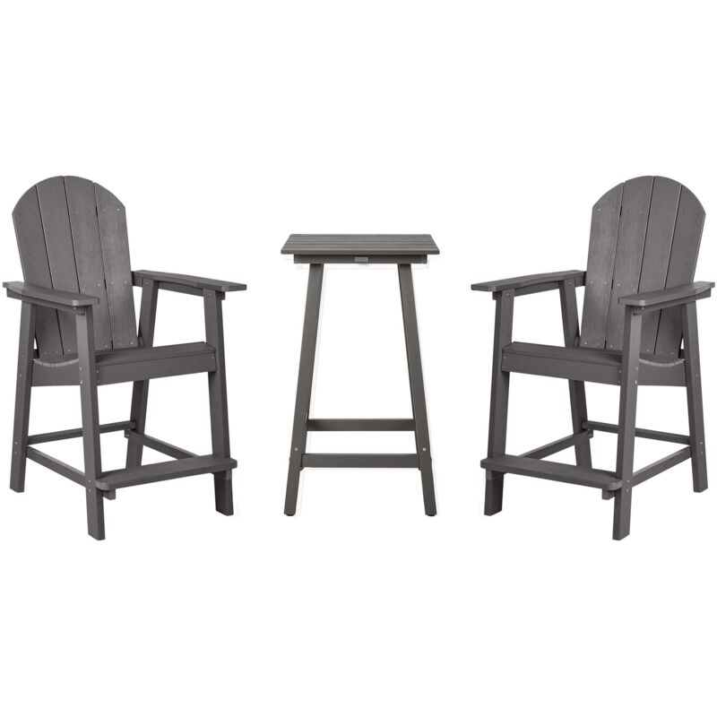Beliani - Outdoor Garden Bar Bistro Set High Table And Chairs Dark Grey Adirondack