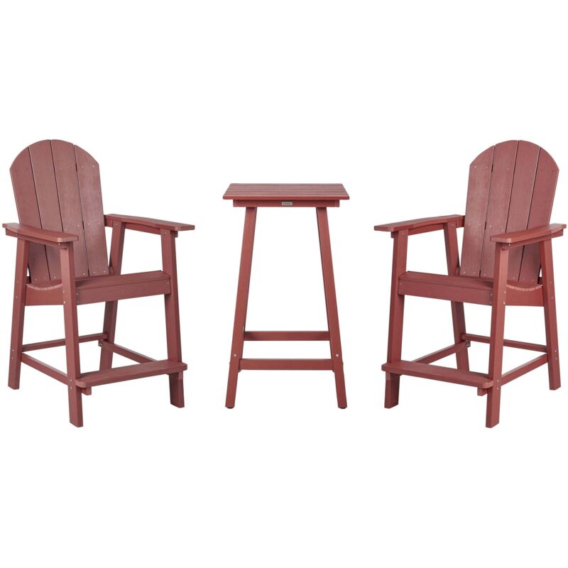Beliani - Outdoor Garden Bar Bistro Set High Table And Chairs Red Adirondack