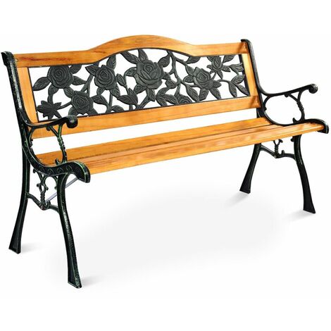 Outdoor Garden Bench Loveseat 2 Seater Park Chair Wood Slats Seat Weather Proof