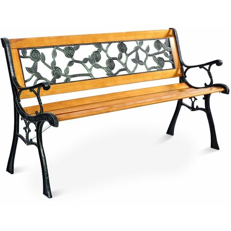 Outdoor Garden Bench Loveseat 2 Seater Park Chair Wood Slats Seat Weather Proof