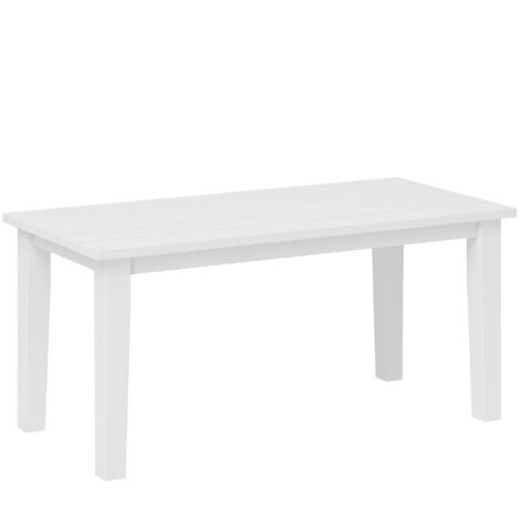 Outdoor Garden Coffee Table, HDPE All-Weather Garden Table, Rectangular Outdoor Table with Slatted Tabletop for Patio, Balcony, 91 x 44 x 42 cm, White