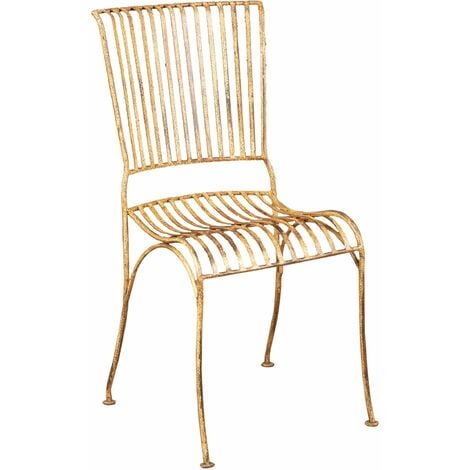 Outdoor garden dining wrought iron Chair with antique cream finish