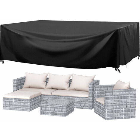 Outdoor Garden Furniture 5 Seater Rattan Modular Corner Sofa Set with Cover New Version Grey