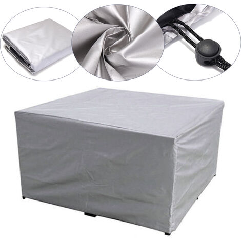 main image of "Outdoor Garden Furniture Cover Waterproof Patio Rattan Table Cover Silver"