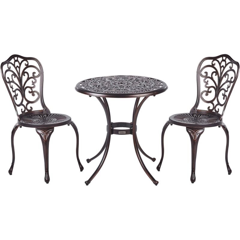 Beliani - Outdoor Garden Metal Bistro Set Table And Chairs Brown Triora/andalo