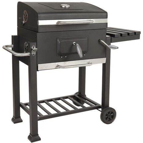 main image of "Outdoor Garden Smoker BBQ with Warming Rack and Side Shelf with Wheels"