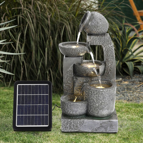 Outdoor Garden Solar powered Resin Water Fountain,Grey