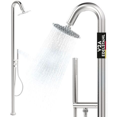 Outdoor Gartendusche Außendusche V2A Edelstahl Pooldusche mit Handbrause