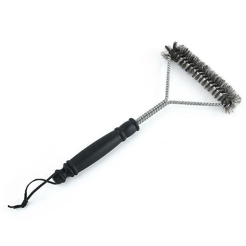 Outdoor grill cleaning brush, 12 inch curved brush, steel wire grill brush