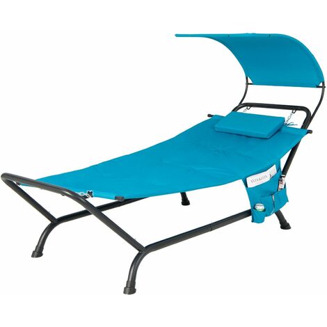 Outdoor Hammock Patio Hanging Chaise Lounge Chair Swing Hammock Bed-Navy