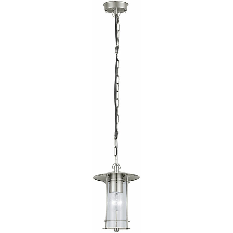 Image of Lampada a sospensione a sospensione lampada da esterno luce da esterno, lanterna IP44 acciaio inossidabile argento, attacco E27, DxH 17,5x88cm Eglo