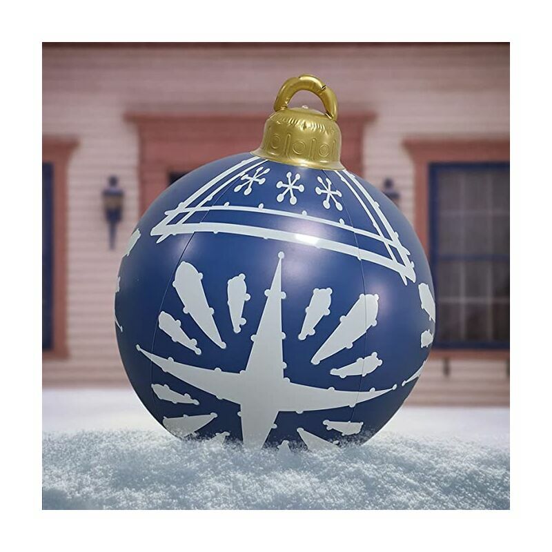 Outdoor Inflatable Christmas Ball, 23.6 Inch Christmas Tree Decorations Ball With Specular Reflection, Giant pvc Holiday Decoration Ball For Home