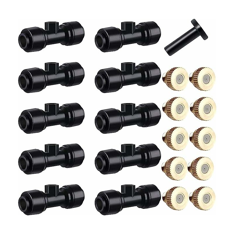 Outdoor Irrigation System, Misting Kit, Brass Garden Nozzle, Spray Nozzle with 10 Nozzles for Garden Patio diy