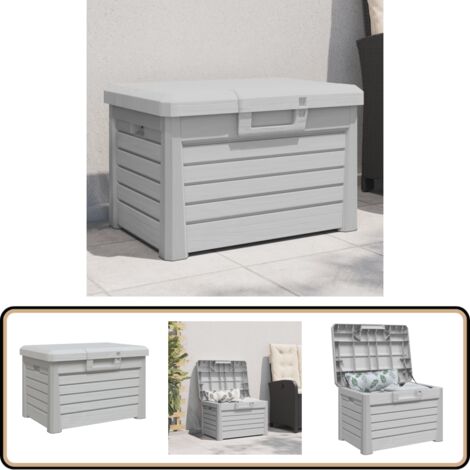 Outdoor-Kissenbox Grau 73x50,5x46,5 cm Polypropylen - Außenkiste - Gartenaufbewahrung - Kissenbox - Stauraum - Gartendeko