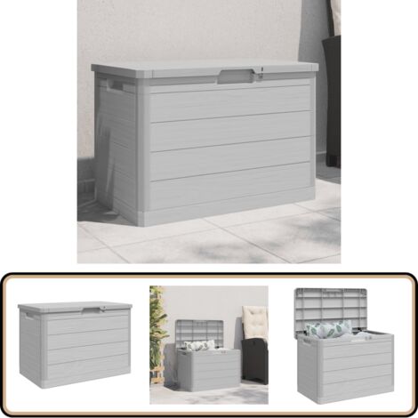 Outdoor-Kissenbox Grau 77,5x44,5x53 cm Polypropylen - Außenaufbewahrung - Gartenbox - Kissenbox - Stauraum - Wetterfest