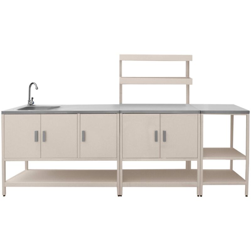 Outdoor Kitchen 3 Modules In Stainless Steel Beige - Naxos