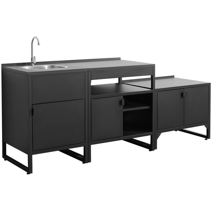 Outdoor Kitchen 3 Modules Stainless Steel Black 80x60x92.5 Cm - Kea