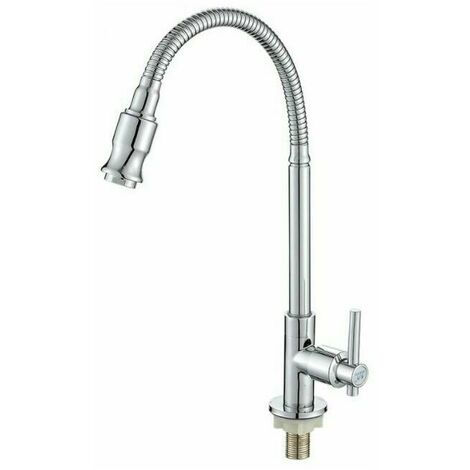 Outdoor Kitchen Faucet 360° Rotatable Single Hole Single Handle Kitchen Faucet Cold Water Laundry Faucet Single Kitchen Cold Water Faucet Washing Vegetable Basin Vertical Sink Copper Bass