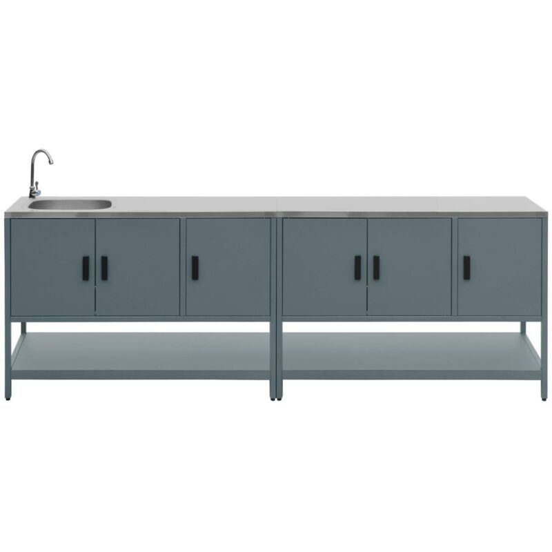 Outdoor Kitchen Stainless Steel 2 Modules, Grey Blue 120x51x112.5 Cm - Naxos