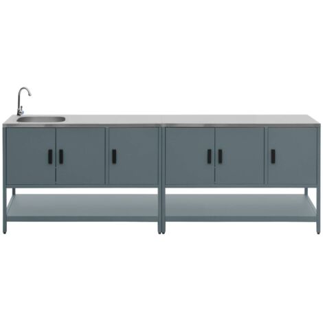 Outdoor kitchen stainless steel 2 modules, grey blue 120x51x112.5 cm - Naxos