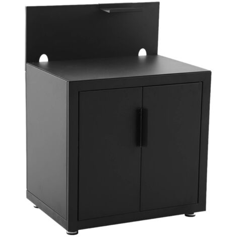 SWEEEK Outdoor kitchen steel 2 doors 1 hook L80cm black - Milos