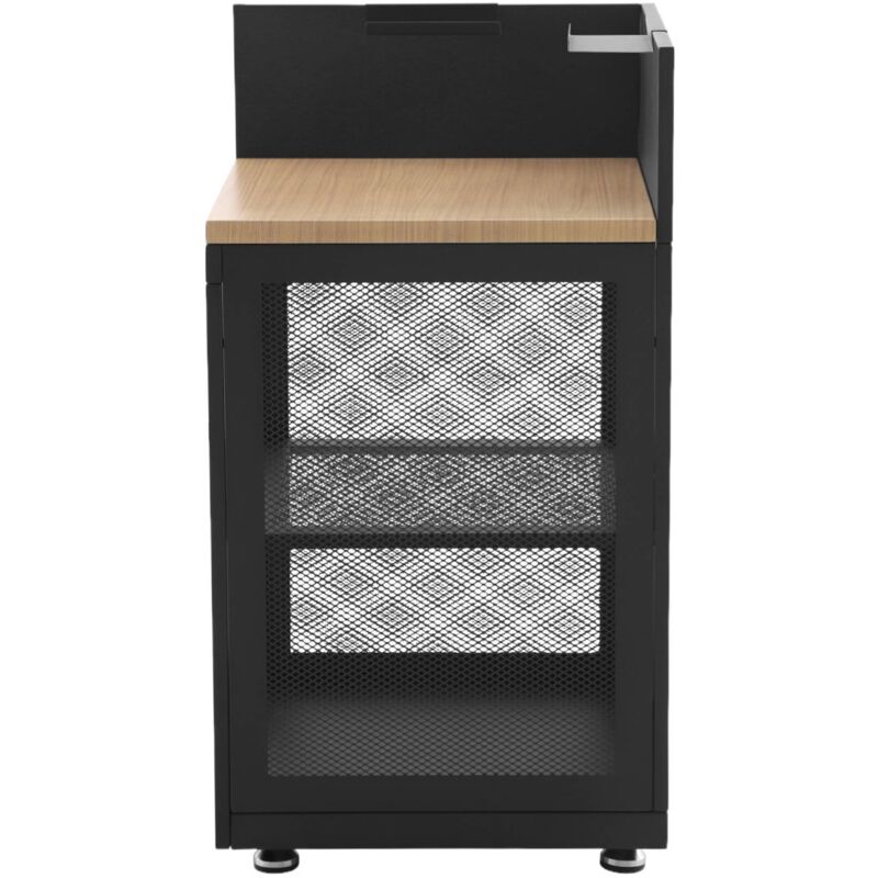 Outdoor Kitchen Steel And Wood Decor 1 Shelf L60cm Black - Milos