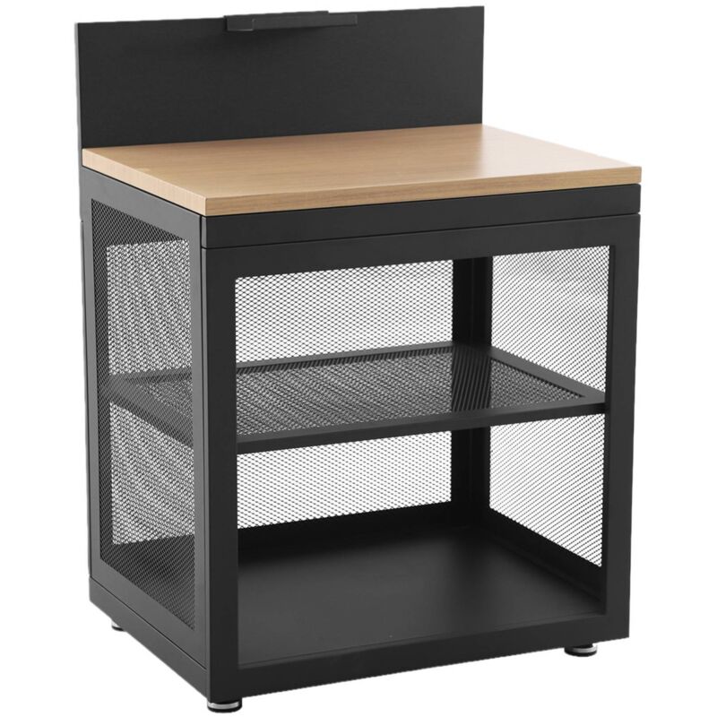 Outdoor Kitchen Steel And Wood Decor 1 Shelf L80cm Black - Milos