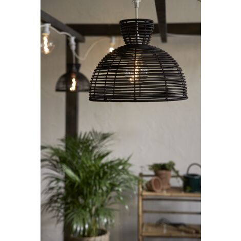 Outdoor Lampenschirm ,Runde, aus Kunst-Rattan, schwarz, E27, Ø 37,5cm