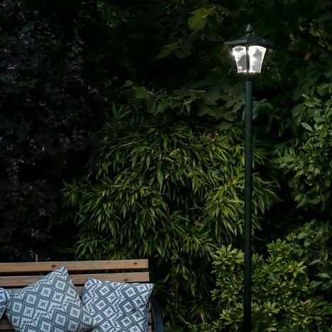 Outdoor Large Black Solar Security Lamp Post, White LEDs, 2.1m